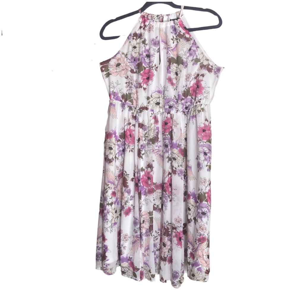 Torrid Womens Halter Keyhole Neck Floral Midi Chiffon Dress Romantic Sz 0